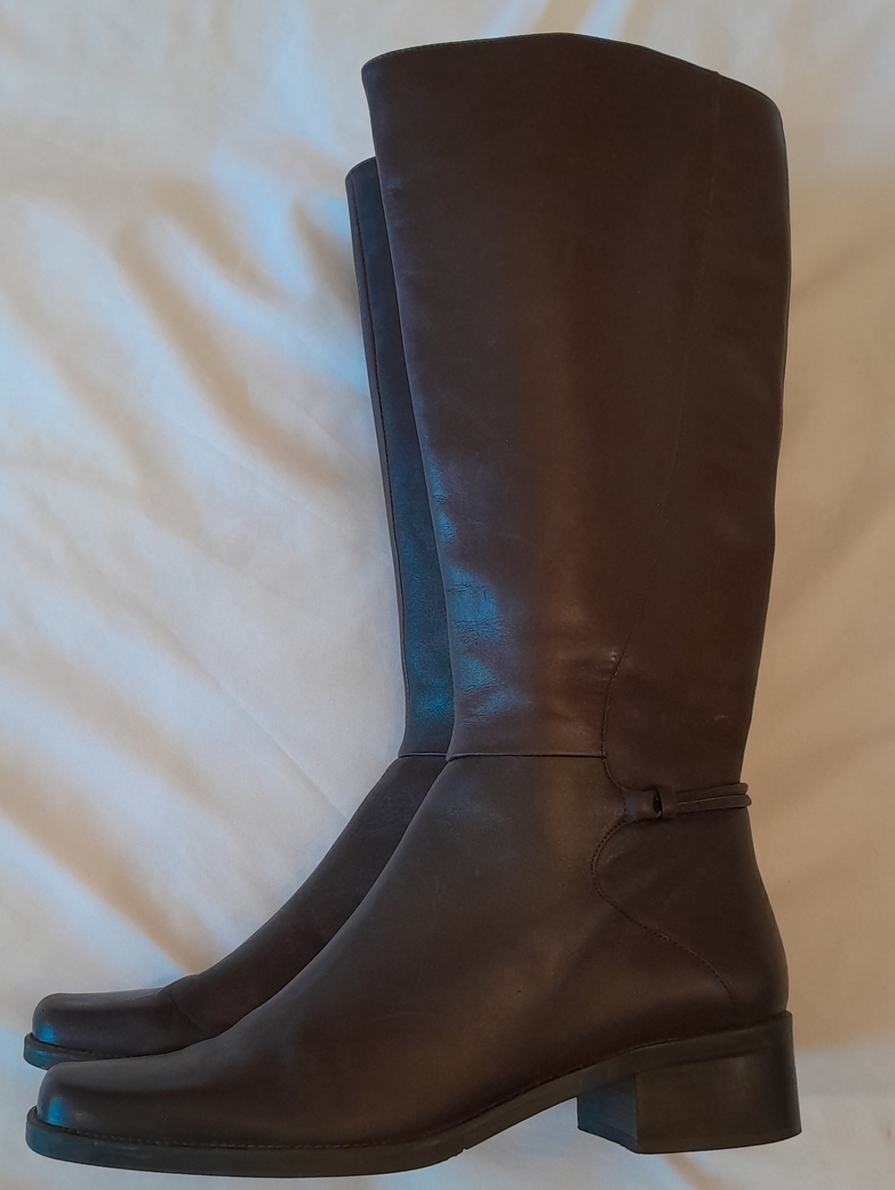 Naturalizer Tall Chocolate Brown Leather Riding Boots, 8 1/2, Square Toe